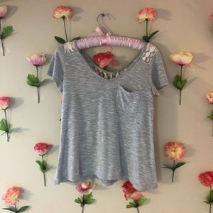 Heather Grey Lace Embellished Top